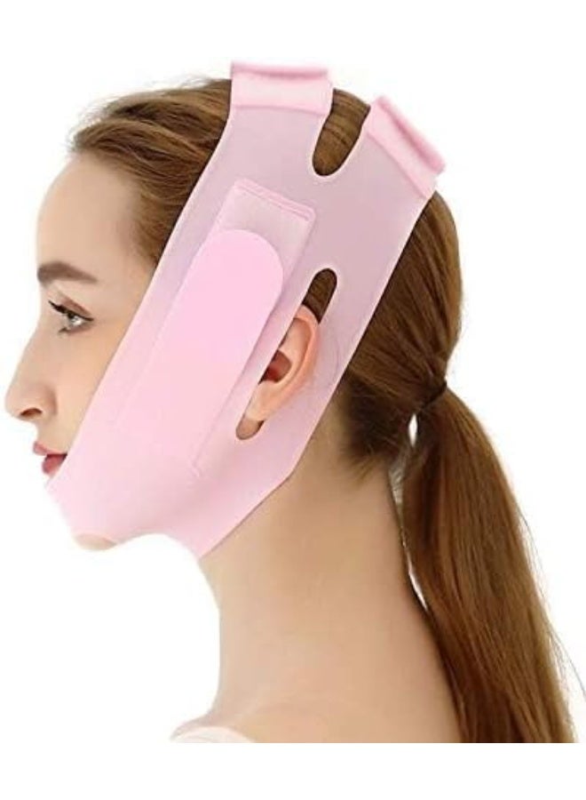 حزام شد الوجه من السيليكون المرن لنحت الفك وتقليل الذقن المزدوجة، مشد الوجه لرفع الخدين والجلد المترهل، عصابة رأس قابلة للتعديل للرجال والنساء (قطعة واحدة) - Image 1